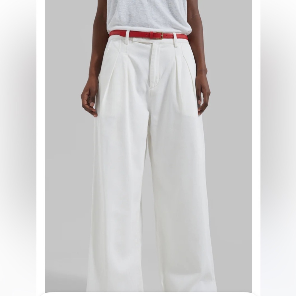 The Frankie Shop Nolan Pleated Denim Trousers- White - Picture 5 of 17